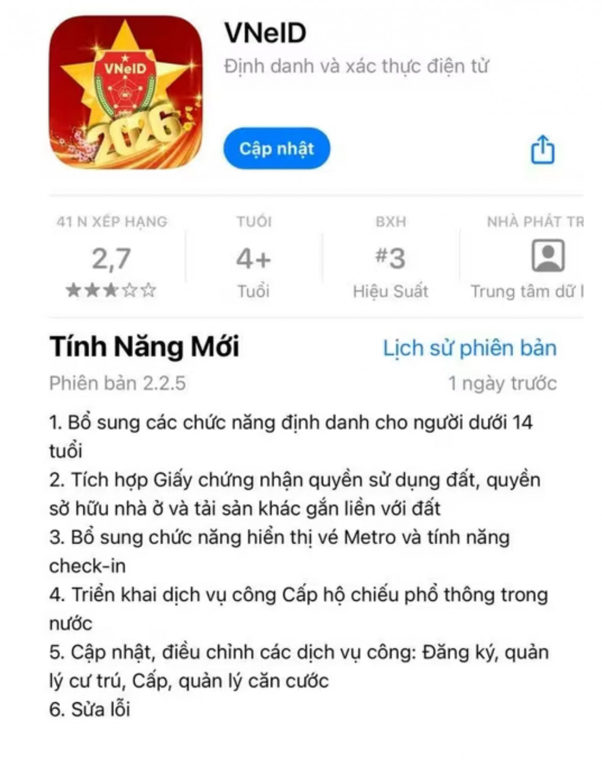 VNeID phiên bản 2.2.5: Tích hợp “sổ đỏ”, vé Metro và định danh trẻ em VNeID phiên bản 2.2.5: Tích hợp “sổ đỏ”, vé Metro và định danh trẻ em