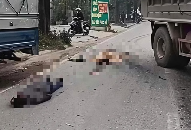 Hiện trường vụ tai nạn khiến 2 nạn nhân tử vong trong đó có 1 chiến sĩ CSGT.