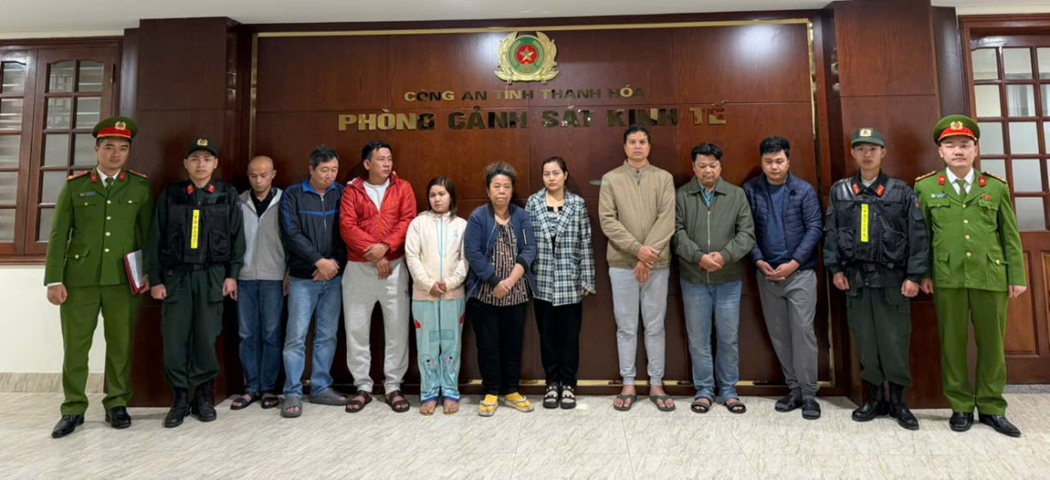 Các đối tượng trong đường dây bị bắt giữ - Ảnh Công an Thanh Hóa.