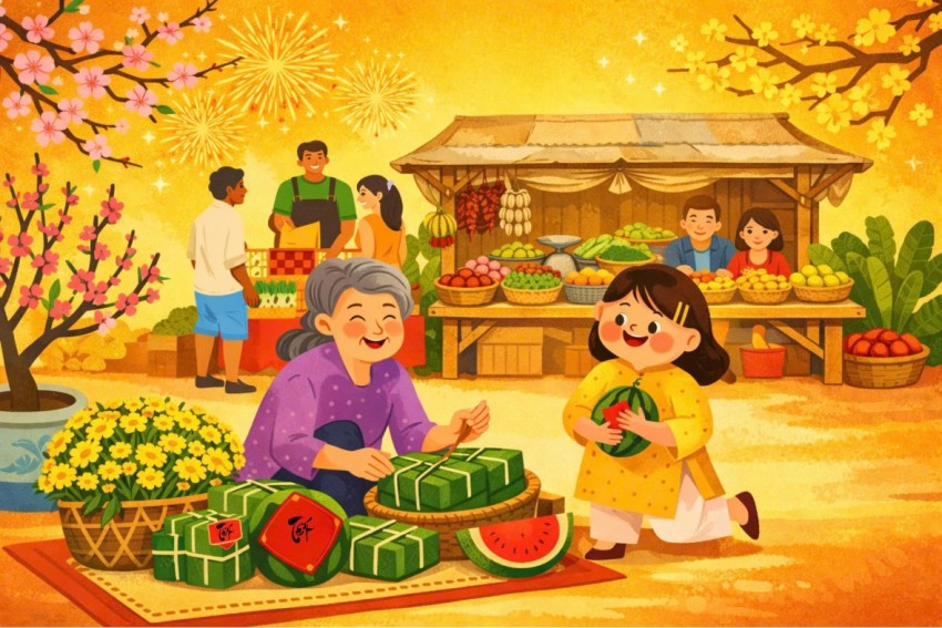 Tìm hiểu Phong tục gói bánh chưng, bánh giày và dựng cây nêu ngày Tết