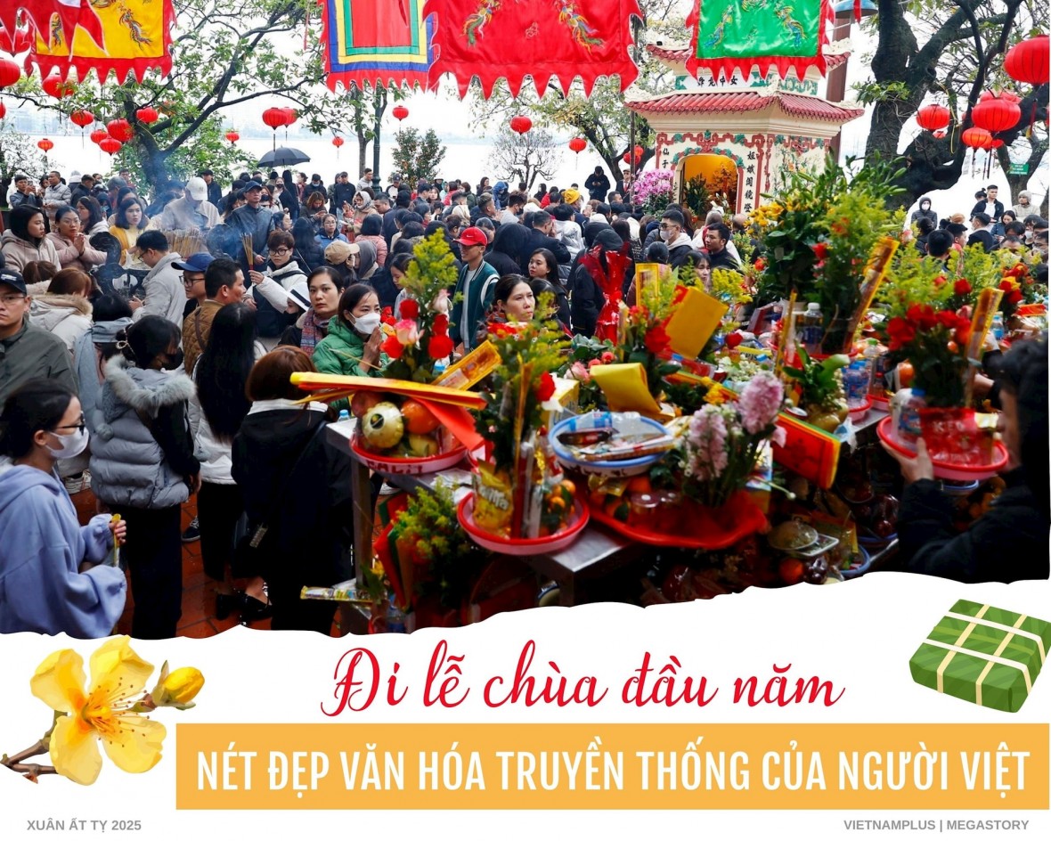 Đi lễ đầu năm - nét đẹp văn hóa truyền thống của người Việt. (Ảnh: VietnamPlus)