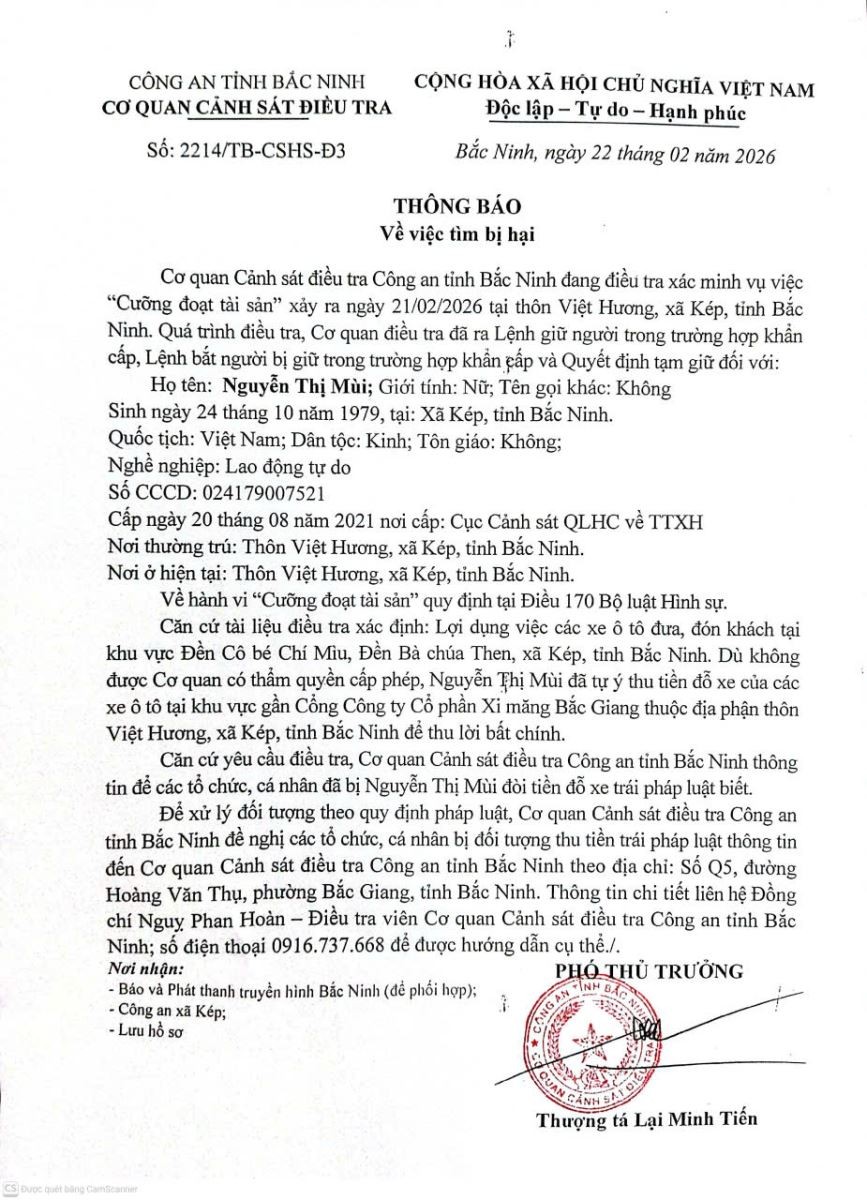 Tạm giữ hình sự đối tượng chửi bới, thu tiền trông giữ xe trái phép ở Bắc Ninh