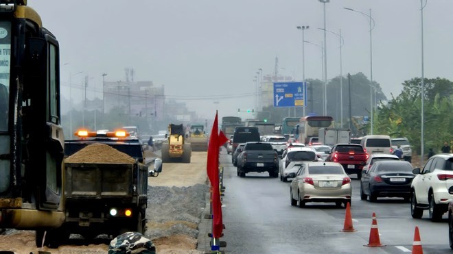 Từ 7h ngày 28.2, điều chỉnh giao thông nút Quốc lộ 2 – nhánh ra cao tốc Nội Bài – Lào Cai. Ảnh: Báo Lao động