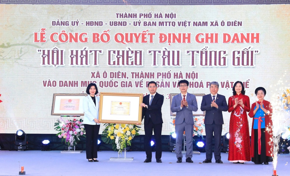 “Hội hát Chèo Tàu Tổng Gối” là di sản văn hóa phi vật thể quốc gia