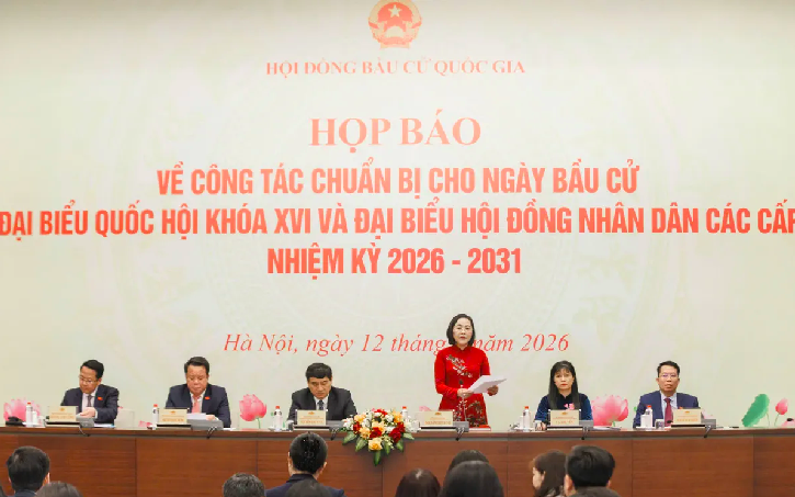 Buổi họp báo về công tác chuẩn bị cho Ngày bầu cử đại biểu Quốc hội khóa XVI và đại biểu Hội đồng nhân dân các cấp nhiệm kỳ 2026-2031.