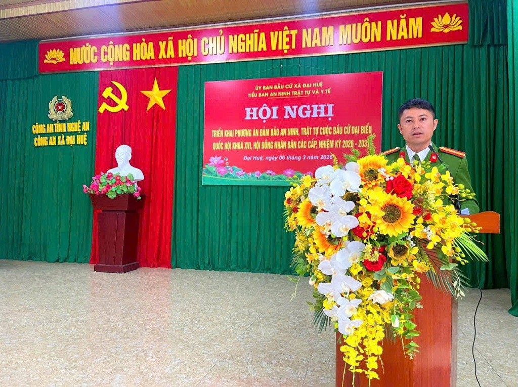 Công an xã Đại Huệ triển khai  bảo đảm ANTT phục vụ bầu cử đại biểu Quốc hội khóa XVI và đại biểu HĐND các cấp nhiệm kỳ 2026 - 2031.