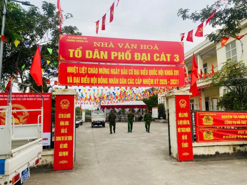 Nhà văn hoá TDP Đại Cát 3, nơi diễn ra bầu cử.