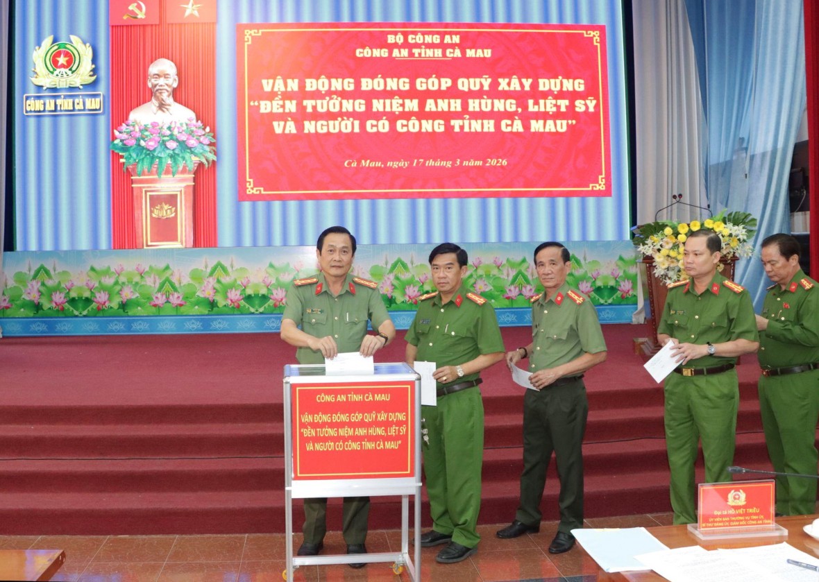Công an Cà Mau vận động đóng góp xây dựng Đền tưởng niệm Anh hùng, liệt sĩ và người có công