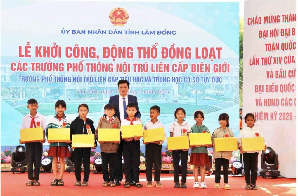 Khởi công 3 trường nội trú liên cấp tại vùng biên Lâm Đồng