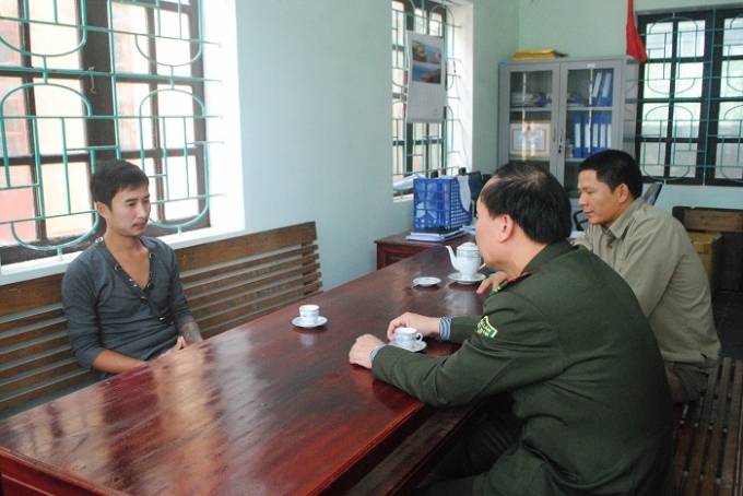 Cường tại cơ quan điều tra. (Ảnh: Duy Ngợi).