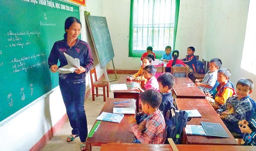 C&ocirc; Hạnh giảng b&agrave;i cho c&aacute;c em học sinh.