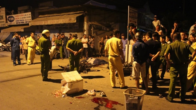 Hiện trường vụ tai nạn giao th&ocirc;ng.