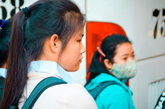 Trong mỗi gương mặt những sinh vi&ecirc;n vẫn nặng trĩu nỗi niễm trước giờ về qu&ecirc;