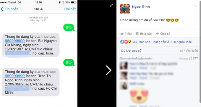 Ngọc Trinh vui vẻ khoe sim đắt gi&aacute; tr&ecirc;n Facebook. Chỉ v&agrave;i giờ đồng hồ, d&ograve;ng chia sẻ n&agrave;y đ&atilde; nhận được hơn 5.000 lượt th&iacute;ch v&agrave; h&agrave;ng trăm b&igrave;nh luận ch&uacute;c mừng. Ảnh: motthegioi.vn.