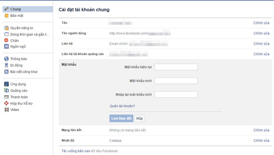 Thay đổi mật khẩu hiện tại.