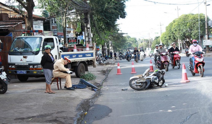 Hiện trường vụ tai nạn.
