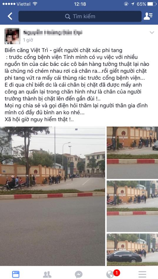 Những th&ocirc;ng tin v&agrave; h&igrave;nh ảnh ph&aacute;t t&aacute;n tr&ecirc;n mạng x&atilde; hội g&acirc;y hoang mang dư luận (Ảnh face book).