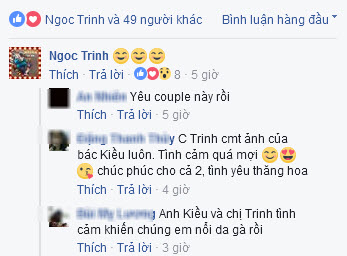 Ngọc Trinh lần đầu like v&agrave; b&igrave;nh luận ảnh của bạn trai Ho&agrave;ng Kiều.