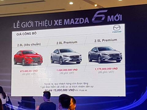 Bảng gi&aacute; c&ocirc;ng bố Mazda6.