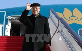 Hình ảnh lễ đón Tổng Bí thư Nguyễn Phú Trọng ở sân bay Bắc Kinh