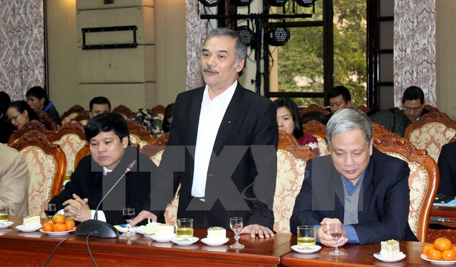 Ph&oacute; Tổng gi&aacute;m đốc Th&ocirc;ng tấn x&atilde; Việt Nam Nguyễn Ho&agrave;i Dương ph&aacute;t biểu tại buổi gặp mặt. (Ảnh: Nguyễn Văn Cảnh/TTXVN)