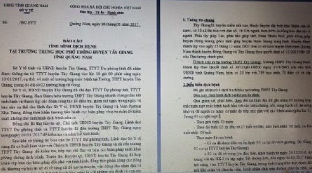 B&aacute;o c&aacute;o li&ecirc;n quan đến t&igrave;nh h&igrave;nh b&ugrave;ng ph&aacute;t dịch bệnh bạch hầu tại huyện miền n&uacute;i T&acirc;y Giang (Quảng Nam). Ảnh: Thanh Thảo/VTC news.