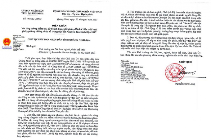 C&ocirc;ng điện khẩn quy tr&aacute;ch nhiệm l&atilde;nh đạo địa phương nếu để xảy ra t&igrave;nh trạng đốt ph&aacute;o trong dịp tết nguy&ecirc;n đ&aacute;n.