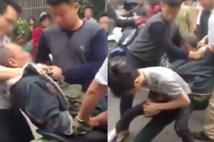 H&igrave;nh ảnh cựu chiến binh bị nh&oacute;m người h&agrave;nh hung được đăng tải tr&ecirc;n mạng x&atilde; hội (ảnh cắt từ clip).