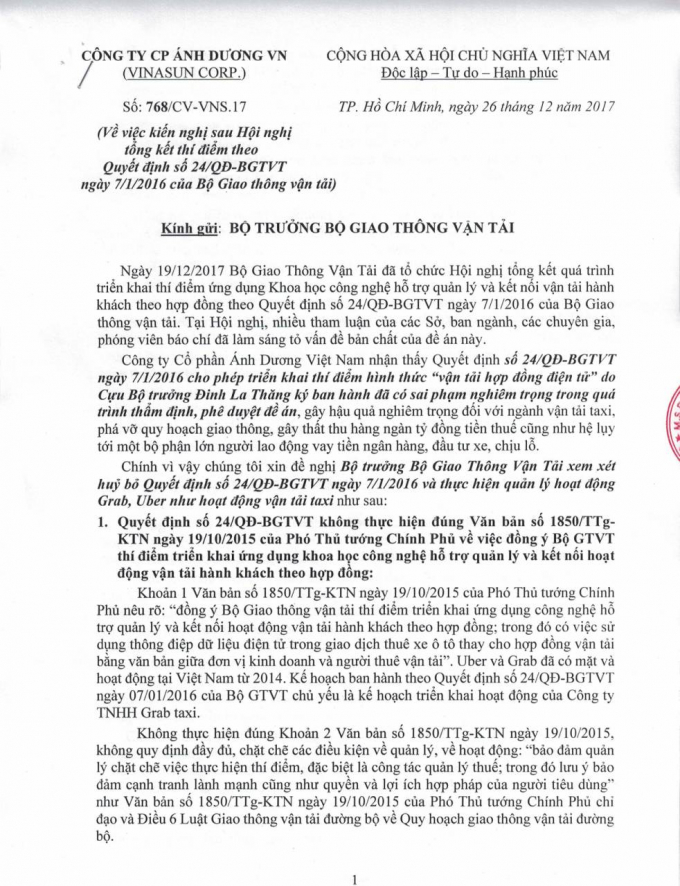 Ki&ecirc;́n nghị sau H&ocirc;̣i nghị tổng kết th&iacute; điểm theo Quyết định số 24/QĐ-BGTVT của Vina Sun.