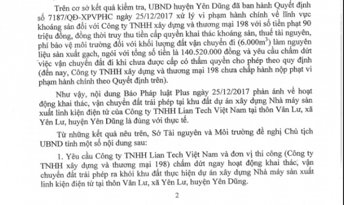 Kỳ 4 - Doanh nghiệp khai th&aacute;c đất s&eacute;t tr&aacute;i ph&eacute;p 6.000m3, Sở TNMT Bắc Giang khẳng định Phapluatplus.vn đăng tải đ&uacute;ng sự thật