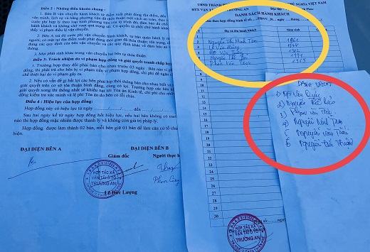 Bản hợp đồng sai lệch th&ocirc;ng tin số lượng h&agrave;nh kh&aacute;ch, t&ecirc;n kh&aacute;ch h&agrave;ng l&agrave; hợp đồng khống để đối ph&oacute; cơ quan chức năng