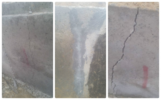 Thi c&ocirc;ng chưa xong nhưng th&agrave;nh mương đ&atilde; nứt nẻ.