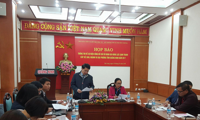 L&atilde;nh đạo&nbsp;Ban X&uacute;c tiến v&agrave; Hỗ trợ Đầu tư tỉnh Quảng Ninh th&ocirc;ng tin tại buổi Lễ c&ocirc;ng bố.