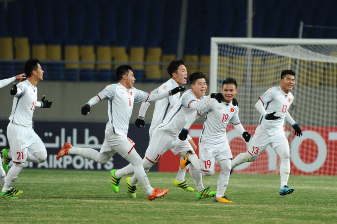 U23 Việt Nam đoạt tấm v&eacute; cuối c&ugrave;ng v&agrave;o tứ kết U23 ch&acirc;u &Aacute;. (Ảnh: Baotintuc.vn)