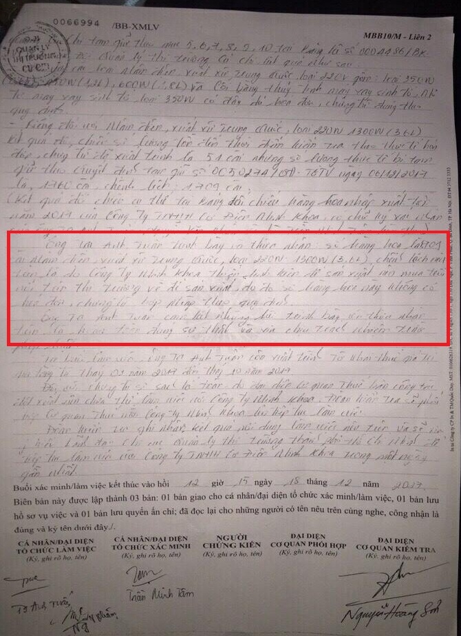 Đại di&ecirc;n C&ocirc;ng ty Minh Khoa thừa nhận số l&ocirc; h&agrave;ng tr&ecirc;n mua tr&ocirc;i nổi tr&ecirc;n thị trường, kh&ocirc;ng c&oacute; h&oacute;a đơ chứng từ