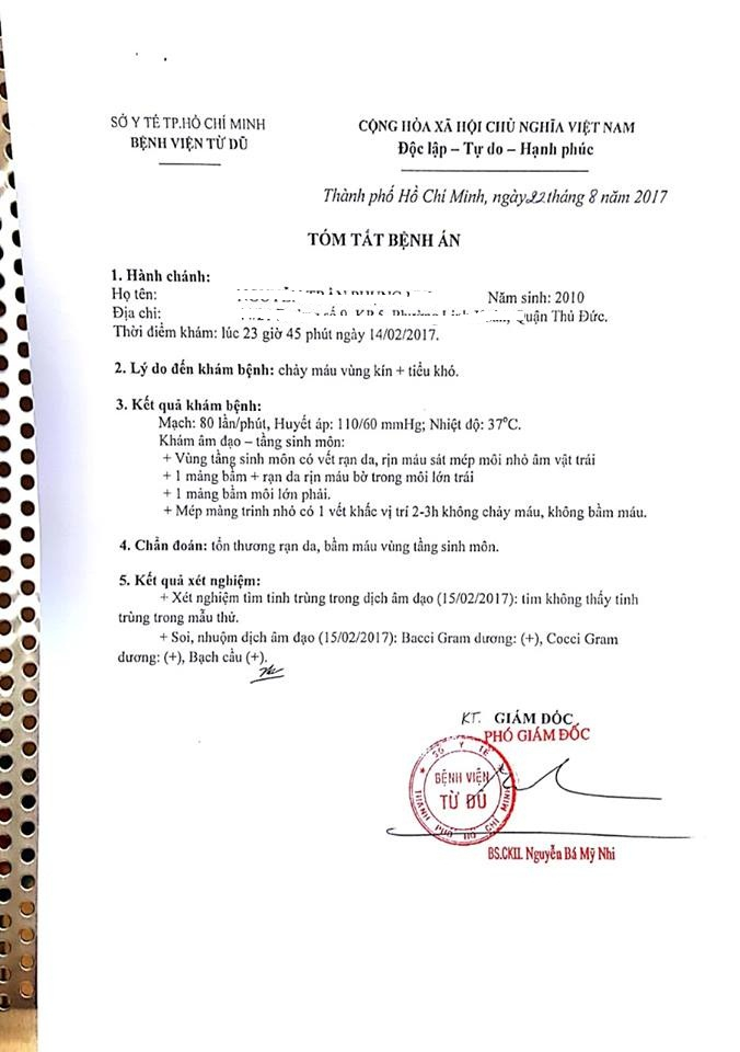 T&oacute;m tắt bệnh &aacute;n của Bệnh viện Từ Dũ.