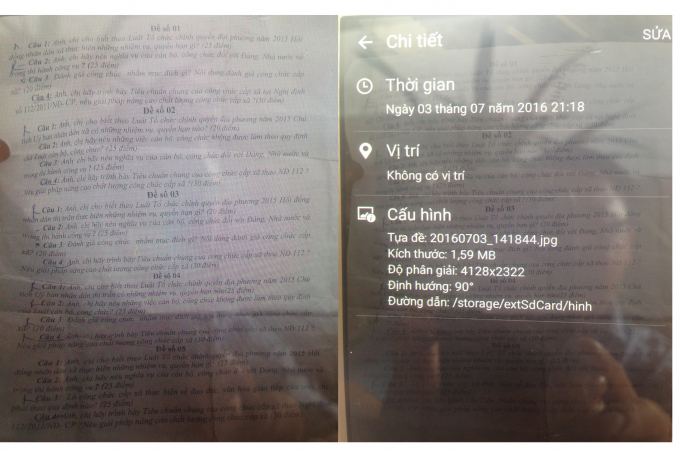 Đề thi v&agrave; đ&aacute;p &aacute;n v&atilde;i đầy ph&ograve;ng thi được c&aacute;c th&iacute; sinh chụp lại.