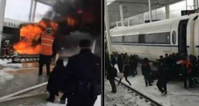 May mắn kh&ocirc;ng c&oacute; h&agrave;nh kh&aacute;ch n&agrave;o bị thương sau sự cố chập ch&aacute;y tr&ecirc;n t&agrave;u cao tốc Trung Quốc. (Ảnh: News)