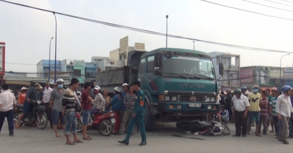 TP HCM: Xe ben đâm trúng xe máy,  2 vợ chồng tử vong thương tâm