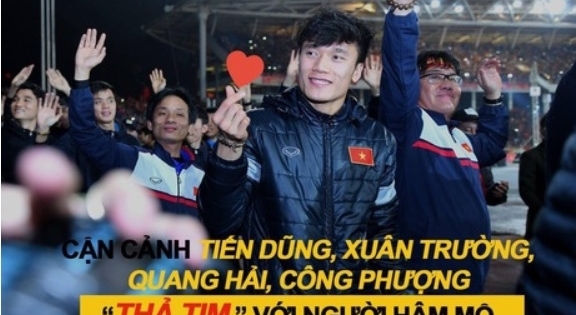 Tiến Dũng, Xuân Trường, Quang Hải, Công Phượng đồng loạt "thả tim" với người hâm mộ