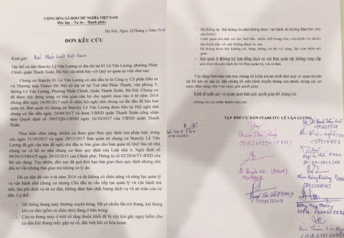 Cư d&acirc;n k&ecirc;u trời v&igrave; chung cư&nbsp;Starcity hư hỏng, mất an to&agrave;n cho người d&acirc;n.