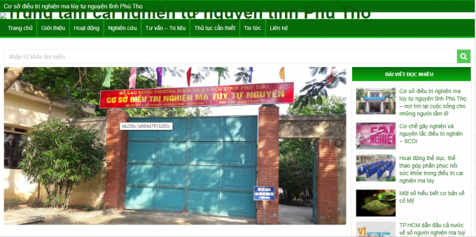 Website&nbsp;Cơ sở Điều trị nghiện ma t&uacute;y tự nguyện tỉnh Ph&uacute; Thọ.
