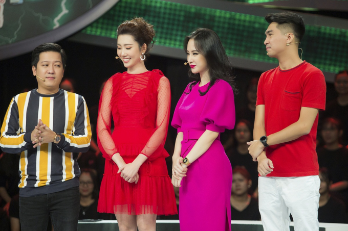 Th&uacute;y Ng&acirc;n, Angela Phương Trinh đ&ugrave;a giỡn nhắng nh&iacute;t khi đi quay gameshow