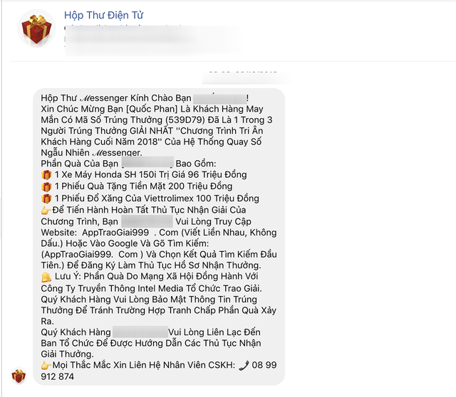 Lừa đảo tr&uacute;ng thưởng tr&ecirc;n Facebook đang b&ugrave;ng ph&aacute;t ng&agrave;y đầu năm.