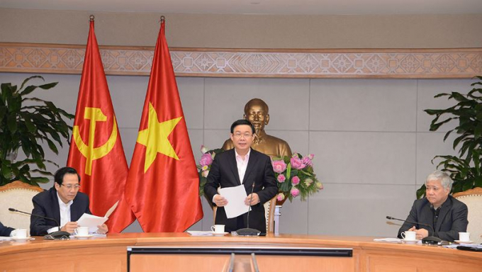 Ph&oacute; Thủ tướng Vương Đ&igrave;nh Huệ ph&aacute;t biểu tại Hội nghị. Ảnh: VGP