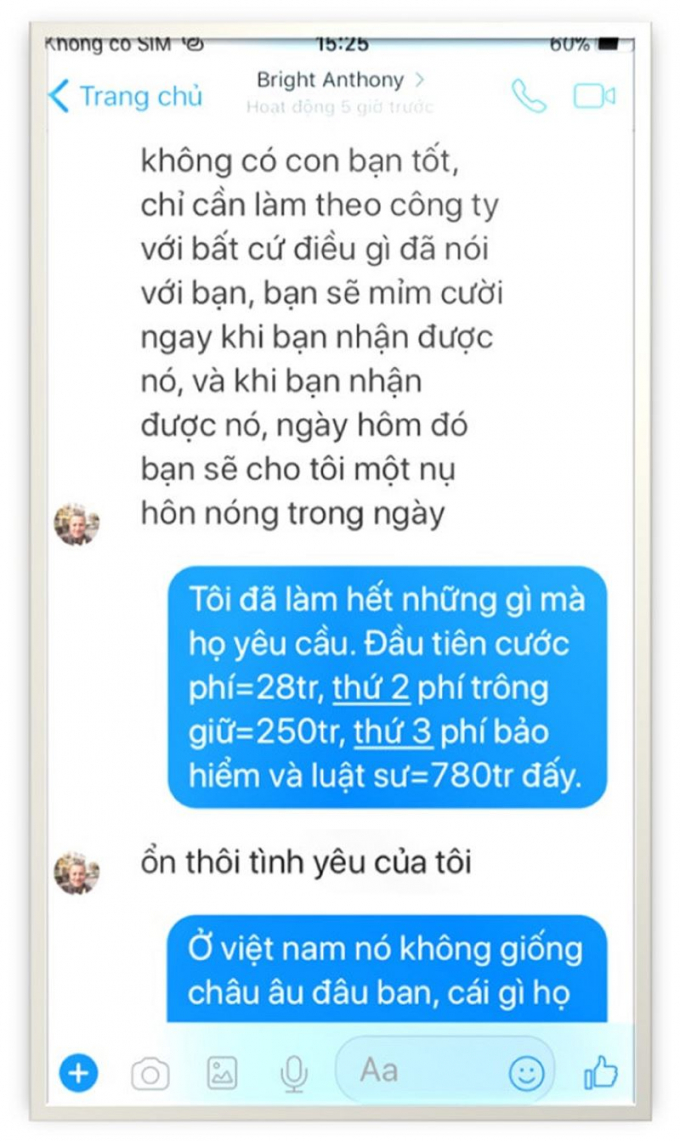 Những d&ograve;ng tin nhắn m&ugrave;i mẫn của c&aacute;c đối tượng gửi cho c&aacute;c &ldquo;qu&yacute; b&agrave;&rdquo;.