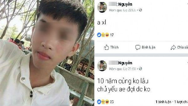 Sau khi giết người, nam thanh ni&ecirc;n đăng b&agrave;i l&ecirc;n facebook khoe chiến t&iacute;ch với bạn b&egrave;. Ảnh PLVN  .