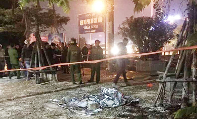 Cảnh s&aacute;t bảo vệ hiện trường vụ việc. Ảnh: NDCC.
