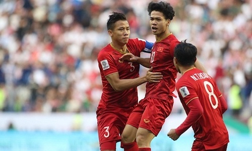 C&ocirc;ng Phượng ghi b&agrave;n trong trận gặp Jordan ở v&ograve;ng 1/8 giải Asian Cup.&nbsp;Ảnh:&nbsp;Anh Khoa.