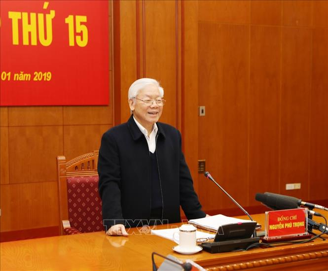 Tổng B&iacute; thư, Chủ tịch nước Nguyễn Ph&uacute; Trọng ph&aacute;t biểu tại phi&ecirc;n họp.
